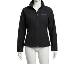 Columbia Softshell Jacket Women Black Full Zip Sz M Wind Water Resistant Pockets